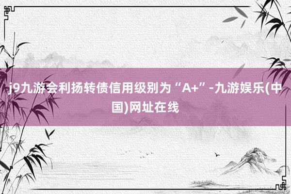 j9九游会利扬转债信用级别为“A+”-九游娱乐(中国)网址在线