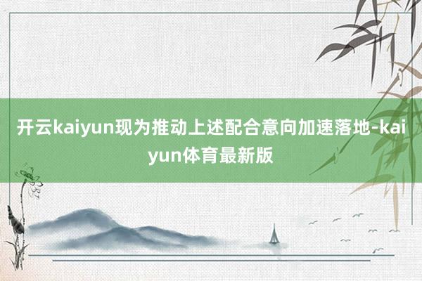 开云kaiyun现为推动上述配合意向加速落地-kaiyun体育最新版