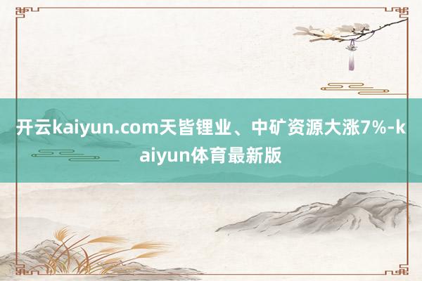 开云kaiyun.com天皆锂业、中矿资源大涨7%-kaiyun体育最新版