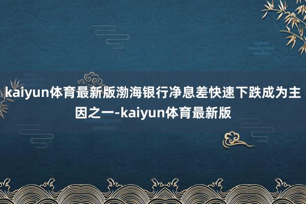 kaiyun体育最新版渤海银行净息差快速下跌成为主因之一-kaiyun体育最新版