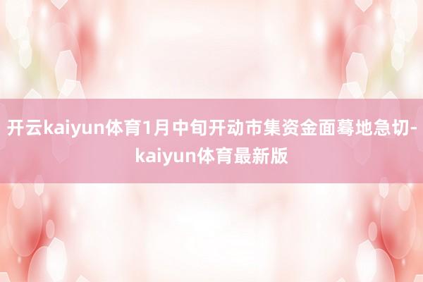 开云kaiyun体育1月中旬开动市集资金面蓦地急切-kaiyun体育最新版